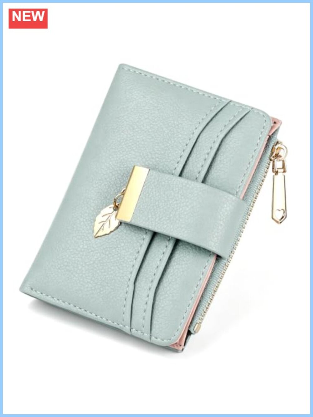 RFID Blocking Bifold Wallet Soft PU Leather Coin Zip Pocket Card Holder